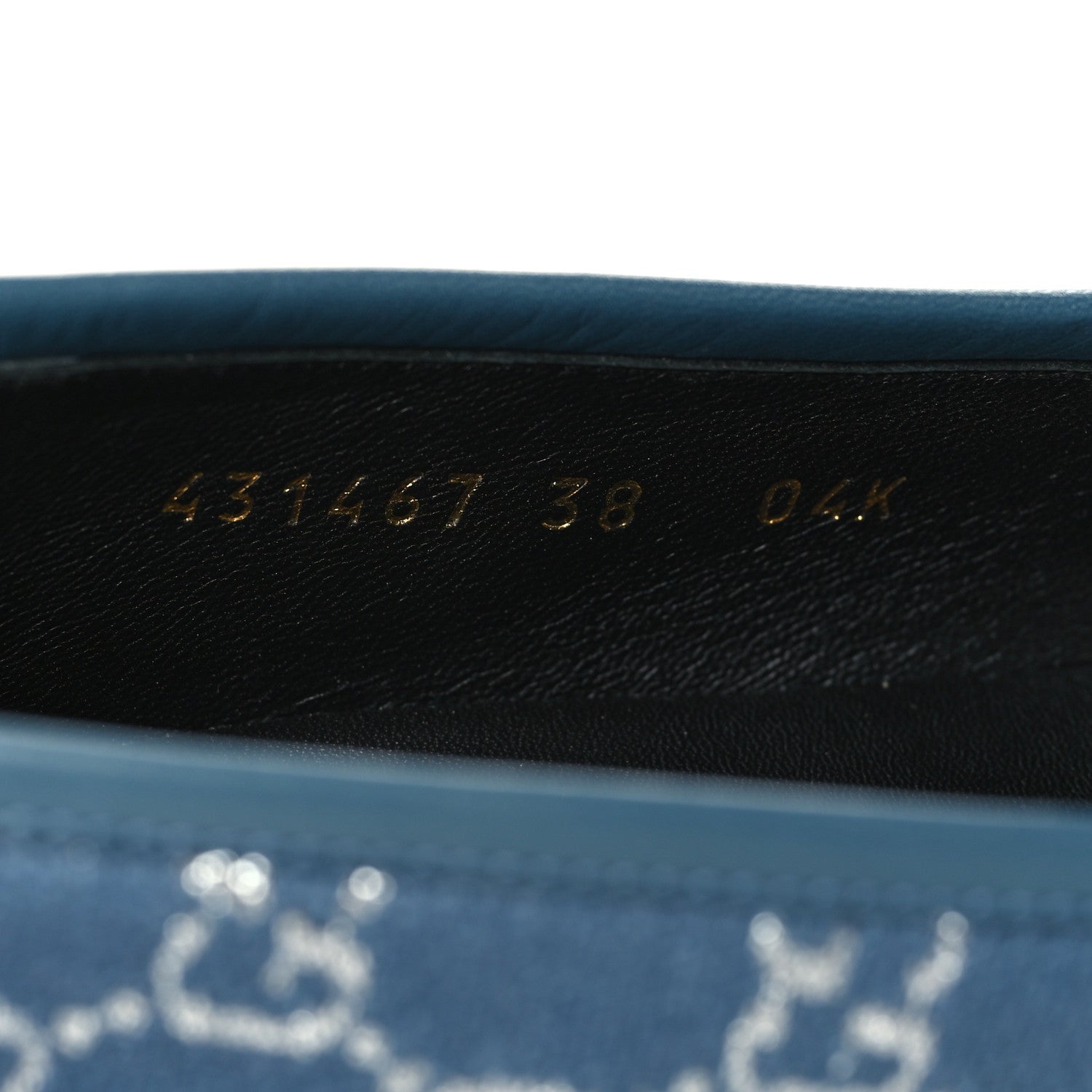 Gucci Canvas Lame GG Monogram Horsebit Womens Jordaan Loafers 38 Blue Silver Cornflower Blue 8 of 9