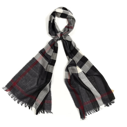 Burberry Wool Cashmere Giant Check Lightweight Scarf Charcoal 1 of 5