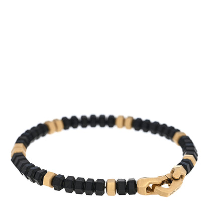 David Yurman 18K Yellow Gold Black Onyx 6mm Hex Bead Bracelet 2 of 3