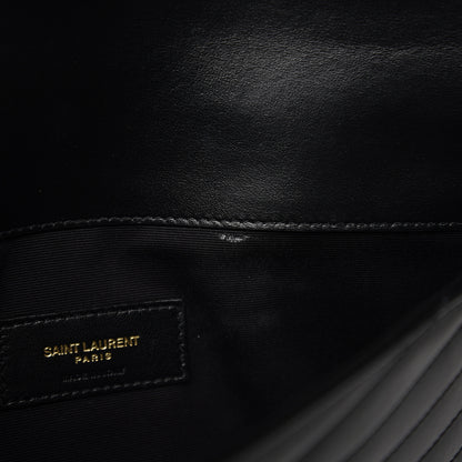 Saint Laurent Calfskin Matelasse Chevron Monogram Uptown Clutch Black 6 of 7
