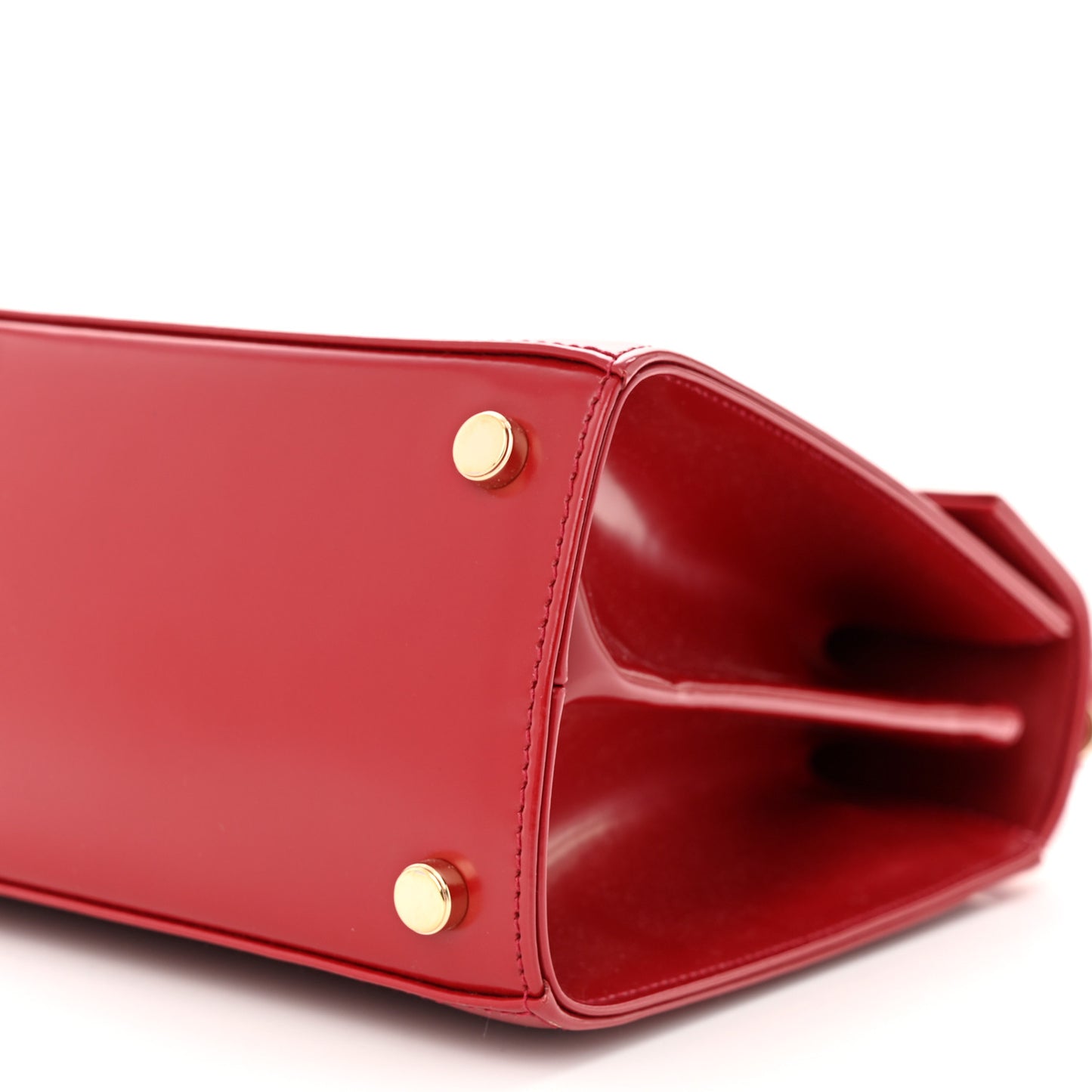 Brushed Off Calfskin Small Iconic Top Handle Red