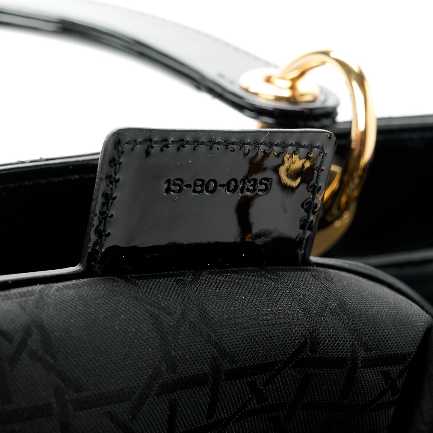 CHRISTIAN DIOR Patent Cannage Large Lady Dior Black