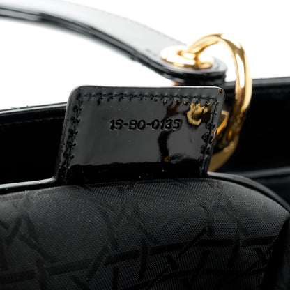 Christian Dior CHRISTIAN DIOR Patent Cannage Large Lady Dior Black 8 of 14