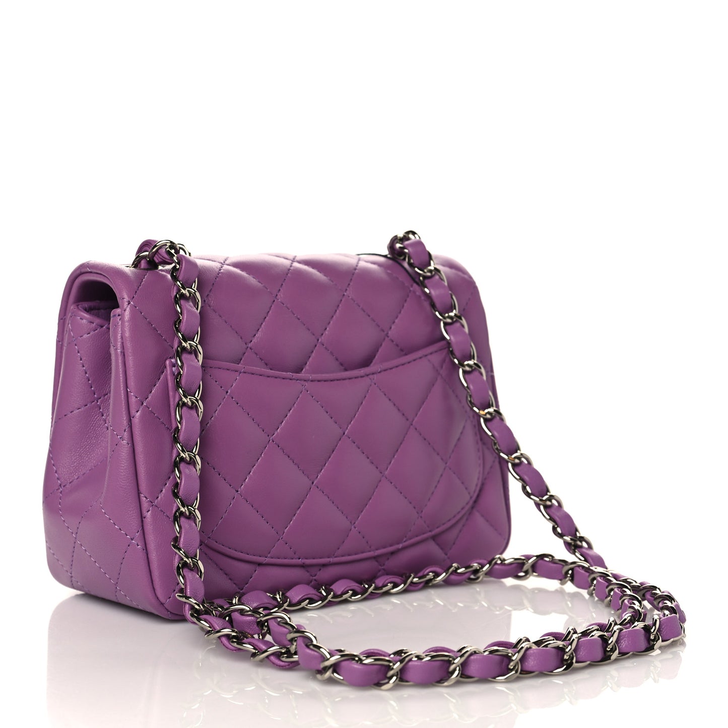 Lambskin Quilted Mini Square Flap Purple