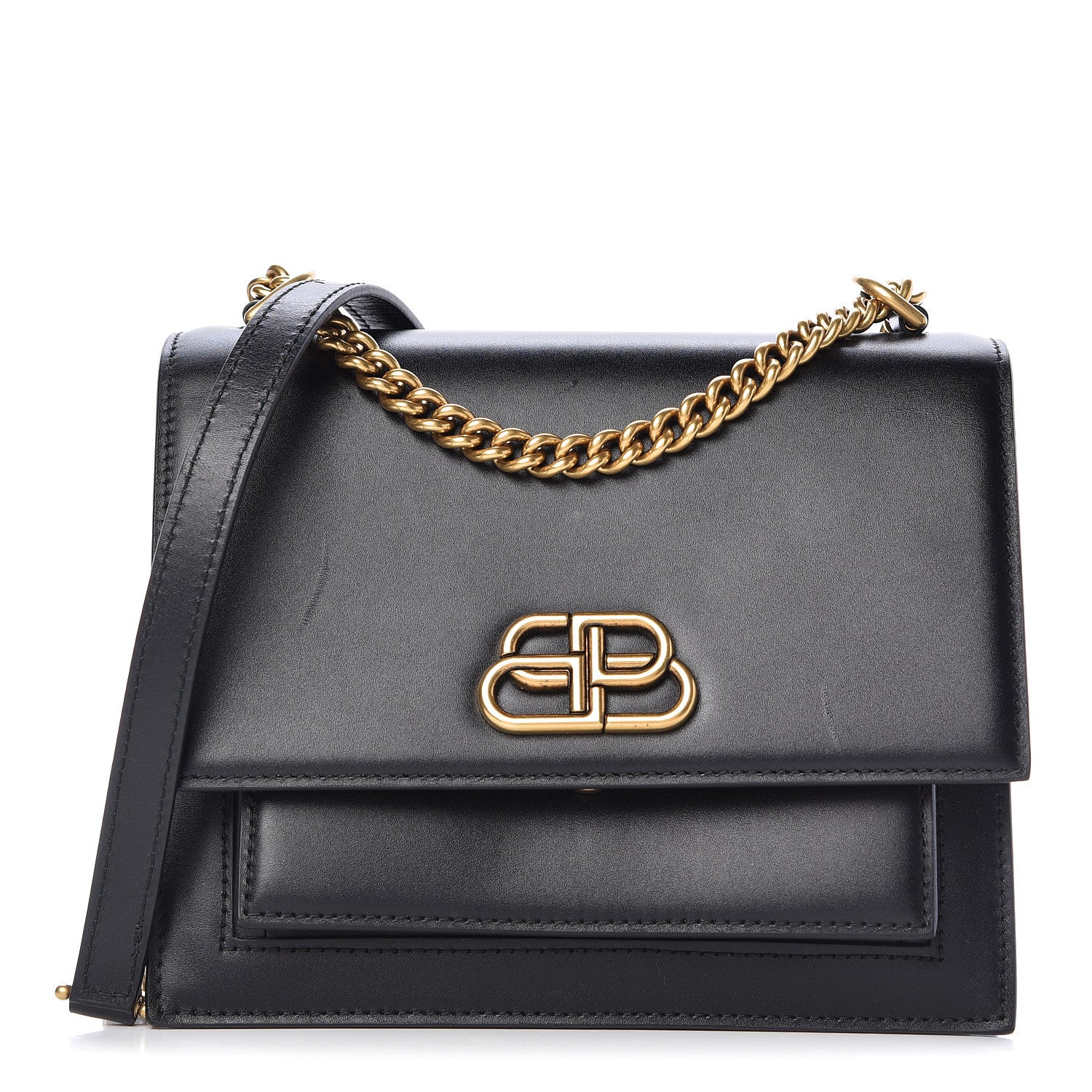 Balenciaga Box Calfskin S Sharp Chain Shoulder Bag Black 1 of 21