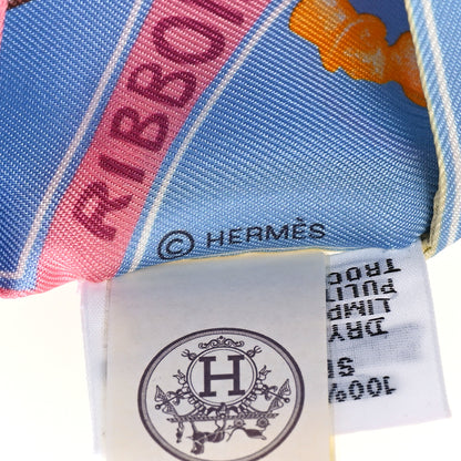 Hermes Silk Funny Ice Cream Twilly Bleu Ciel Rose Bonbon 4 of 4