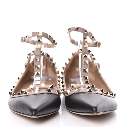 Valentino Garavani Nappa Rockstud Cage Ballerina Flats 40.5 Black Poudre 2 of 15