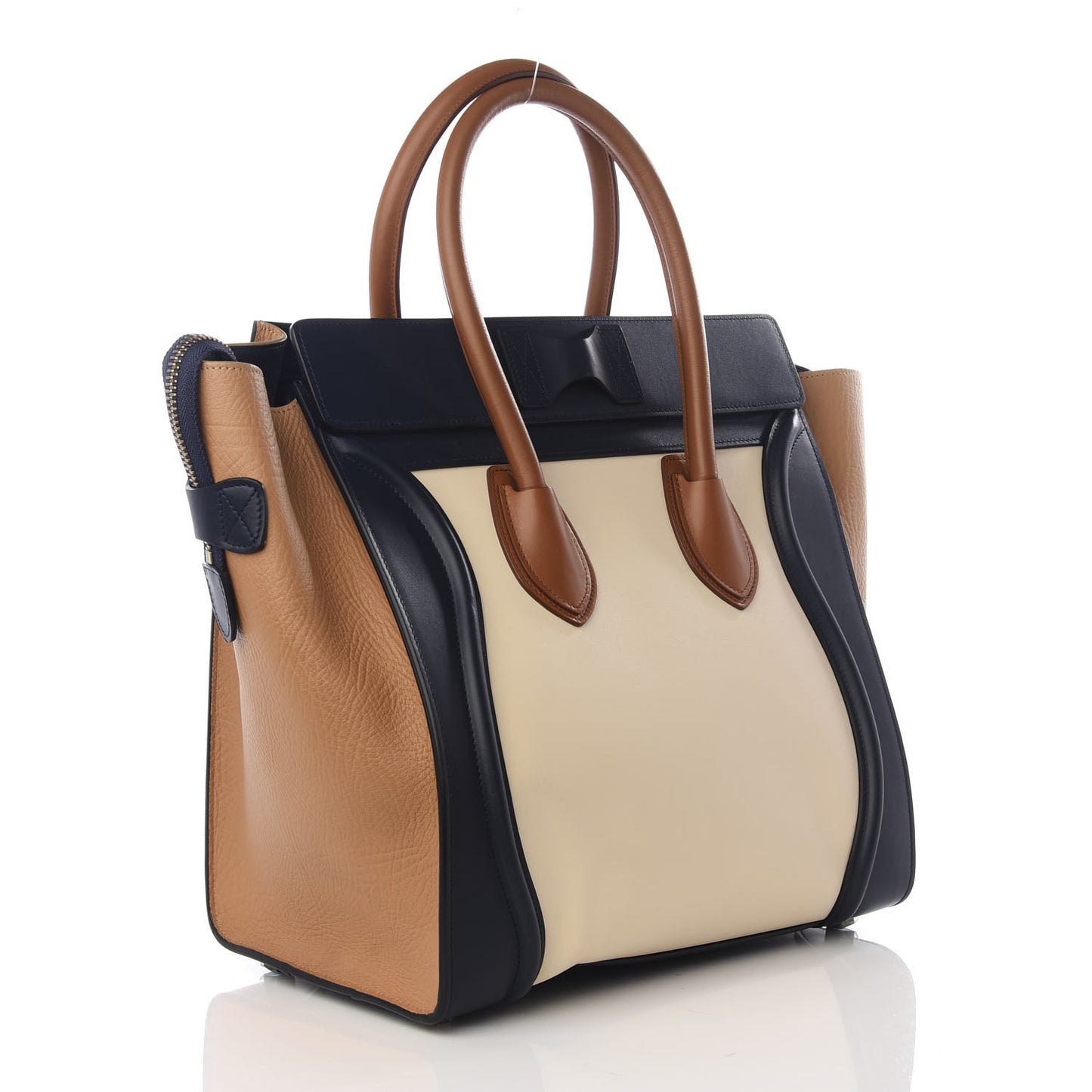 Smooth Calfskin Mini Tri-Color Luggage Brown