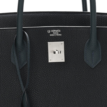Hermes Togo Horseshoe Birkin 40 Black Vert Rousseau 5 of 12