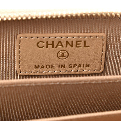 Chanel Caviar Quilted Zip Around Coin Purse Beige 6 of 8