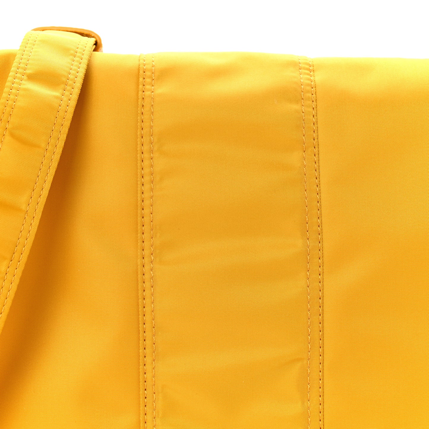 Econyl Nylon Cuoio Romano Monochrome Large Baguette Messenger Bag Sunflower