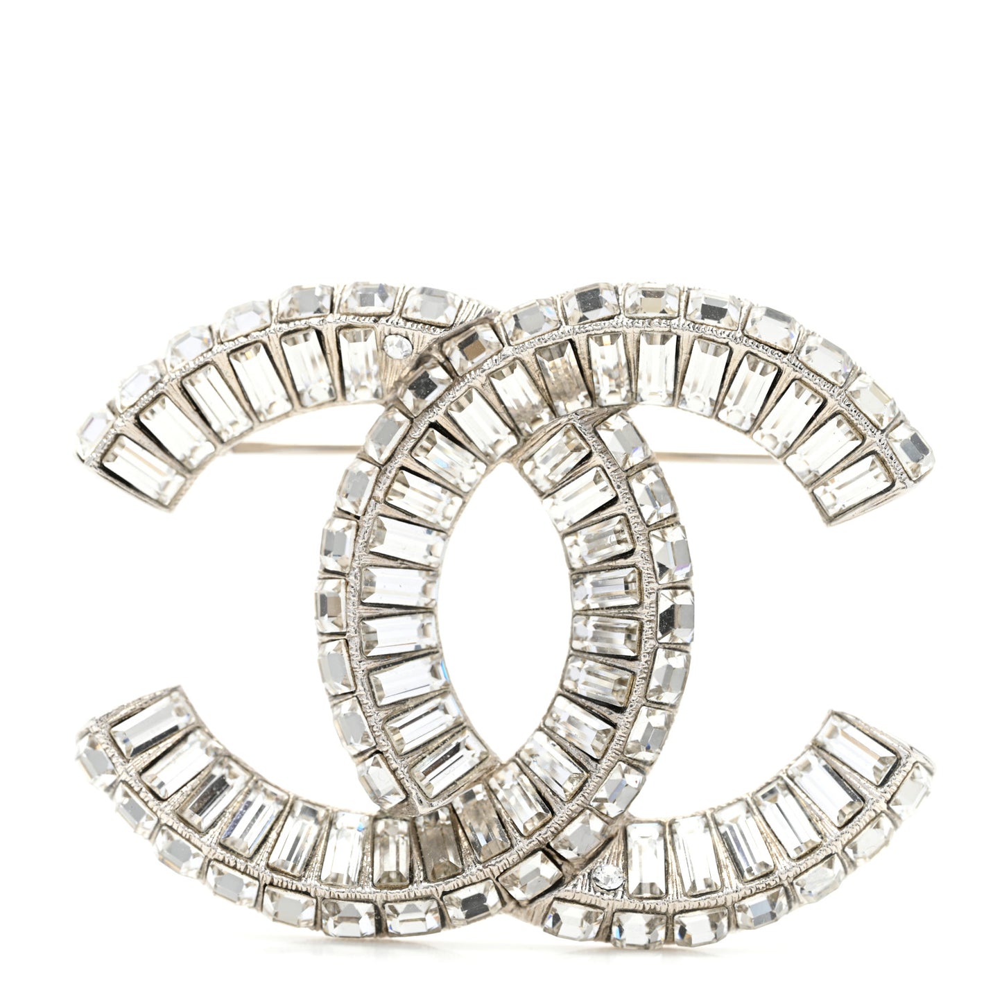 Baguette Crystal CC Brooch Silver