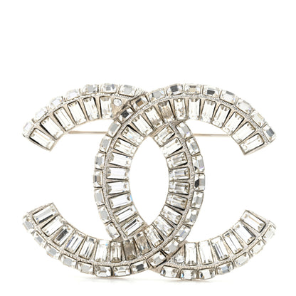 Chanel Baguette Crystal CC Brooch Silver 1 of 5