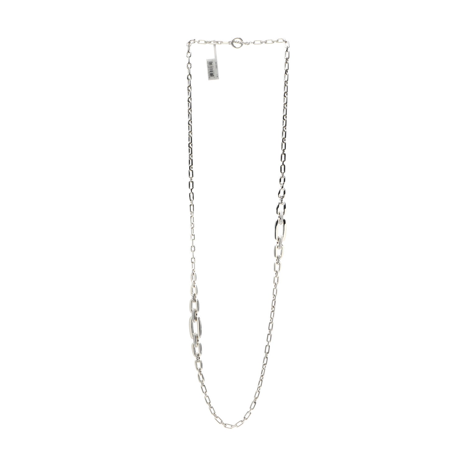 David Yurman Sterling Silver Diamond Wellesley Long Chain Link Necklace 3 of 4