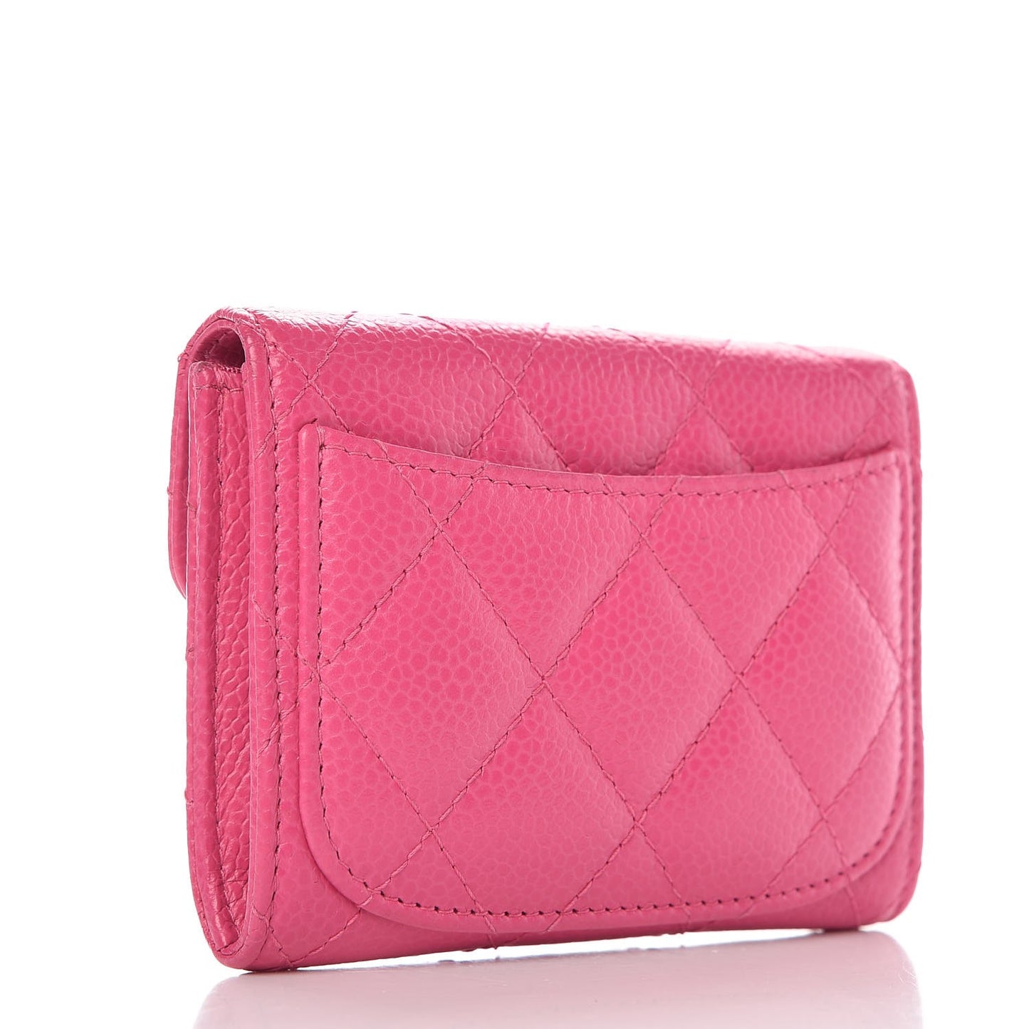 Caviar Quilted Card Holder Dark Pink