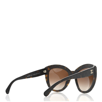Chanel Tweed Effect CC Polarized Butterfly Signature Sunglasses 5332 Havana 4 of 8