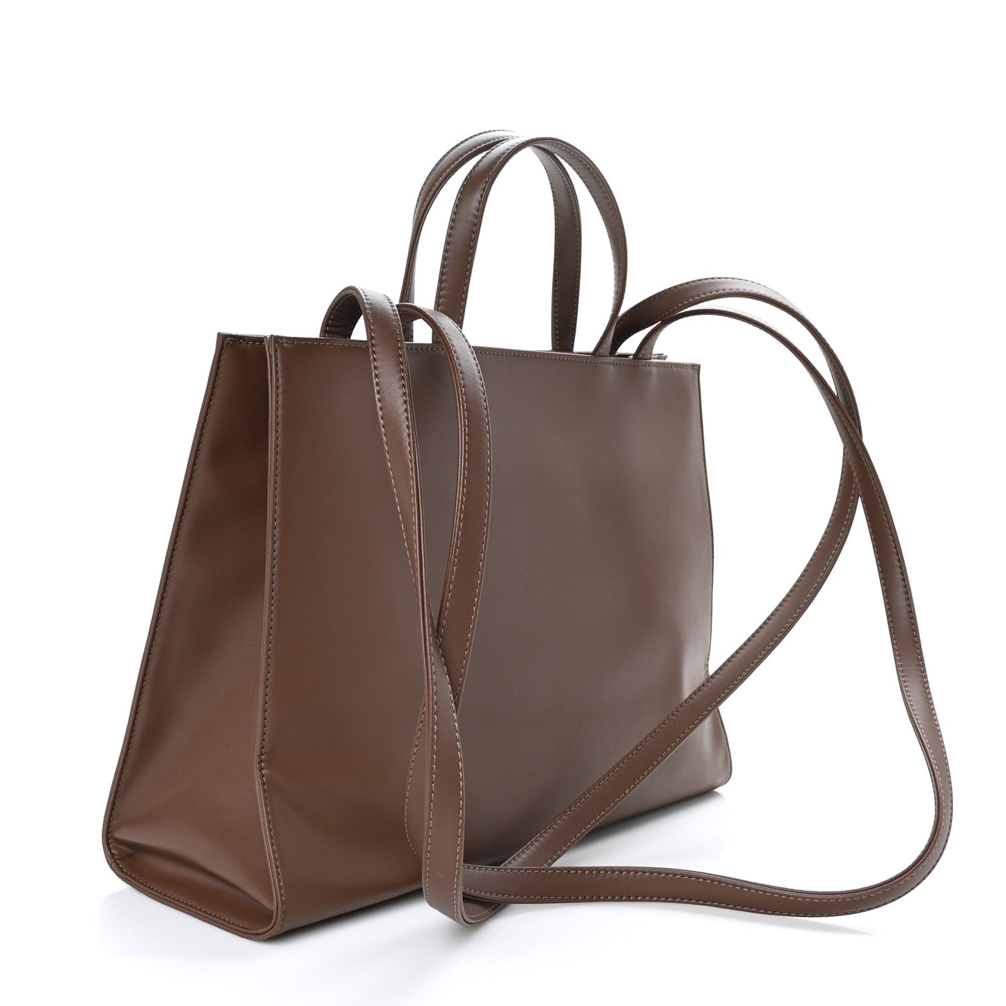Vegan Leather Medium Shopping Bag Chocolate