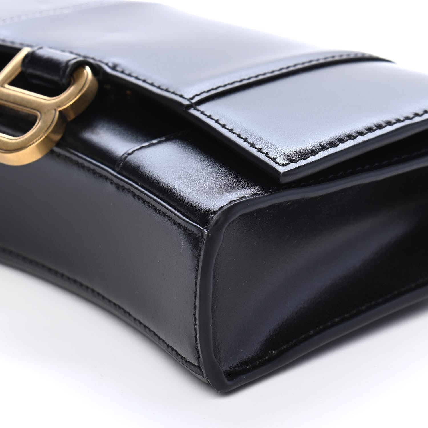 Balenciaga Shiny Box Calfskin Hourglass Chain Bag Black 9 of 10