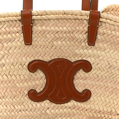 Celine Raffia Calfskin Triomphe Medium Panier Tan 7 of 9