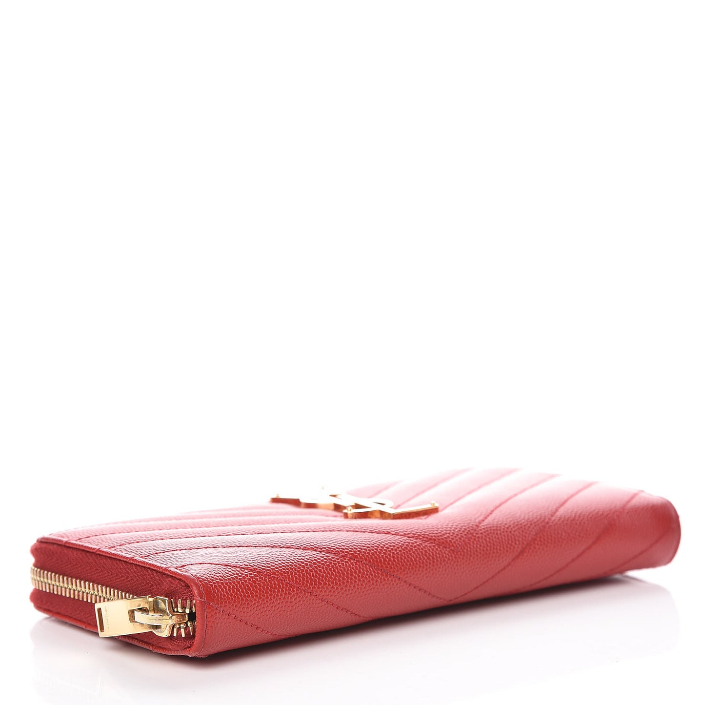 Grain De Poudre Matelasse Chevron Monogram Zip Around Wallet Red