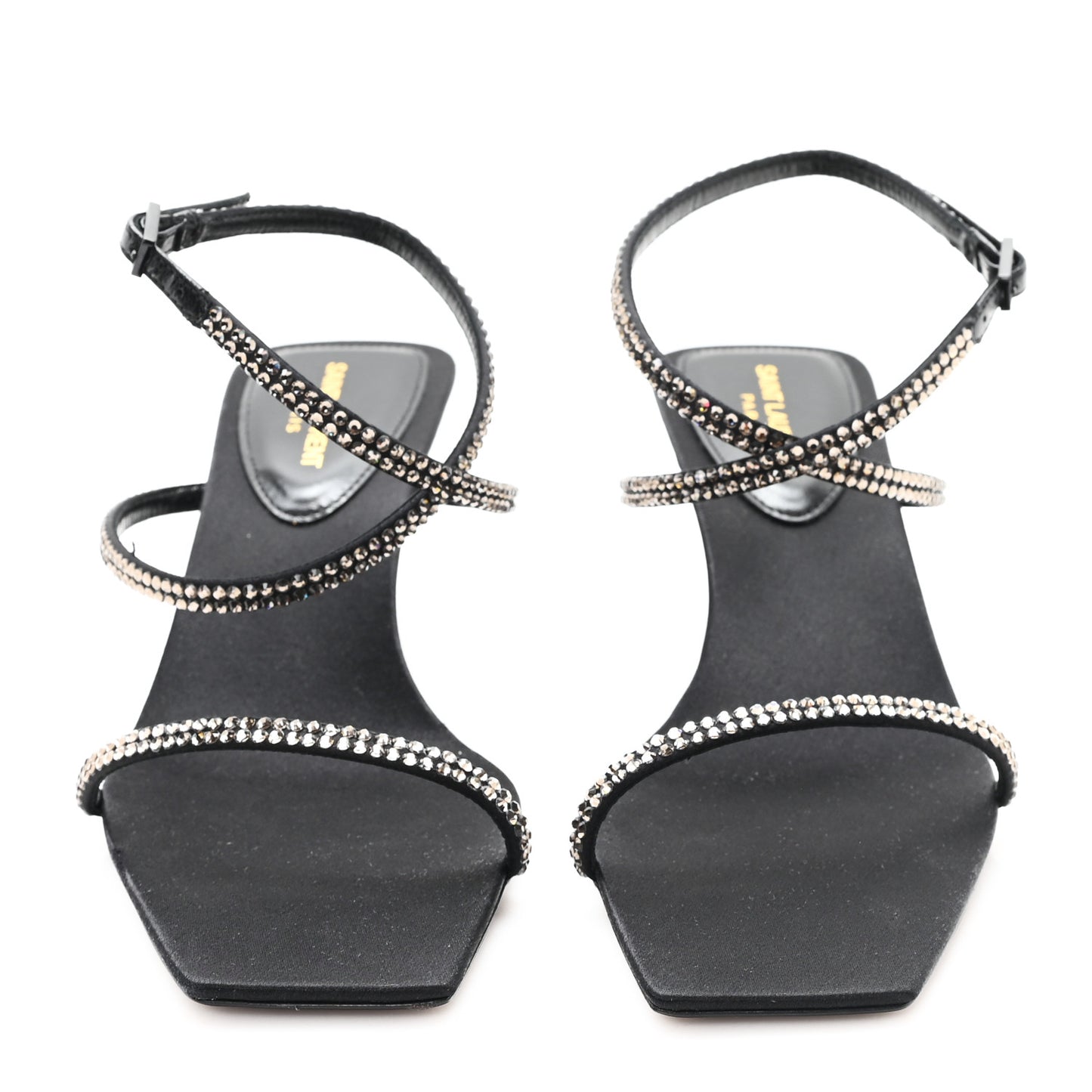 Crepe Satin Baliqua 55 Vett Ankle Strap Sandals 36.5 Black