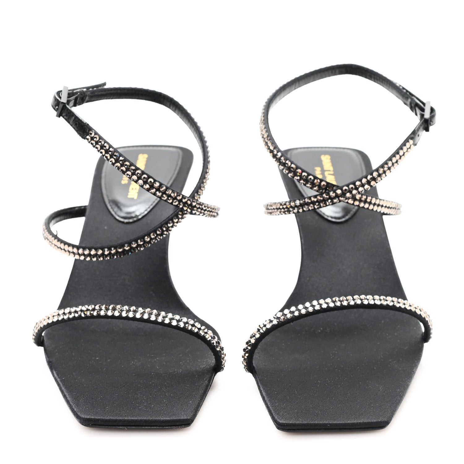 Saint Laurent Crepe Satin Baliqua 55 Vett Ankle Strap Sandals 36.5 Black 3 of 10