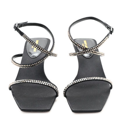 Saint Laurent Crepe Satin Baliqua 55 Vett Ankle Strap Sandals 36.5 Black 3 of 10