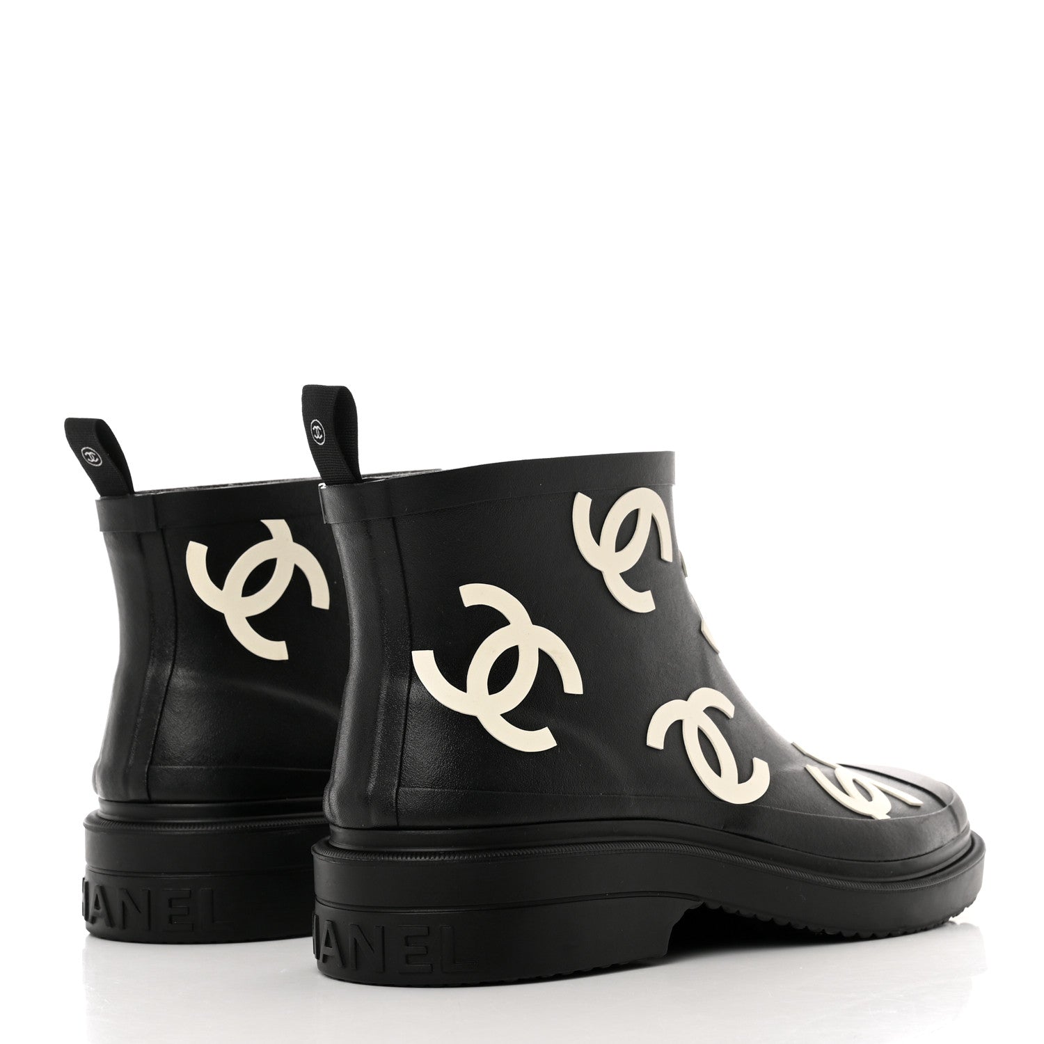 Chanel Rubber CC Print Boots 39 Black 4 of 9