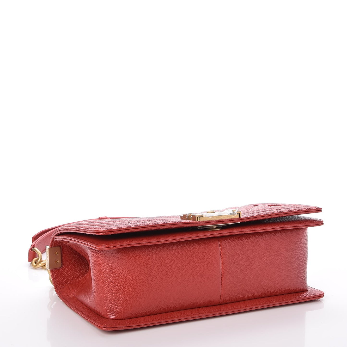 Caviar Chevron Quilted Medium Boy Flap Red