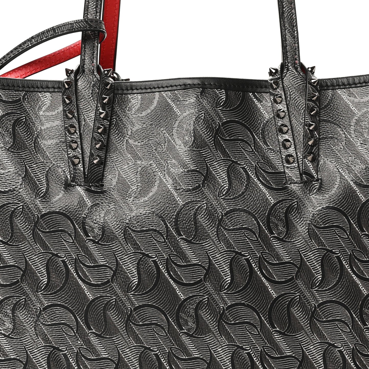 Toile Monogram Calfskin Printed Spikes East West Cabata Tote Black