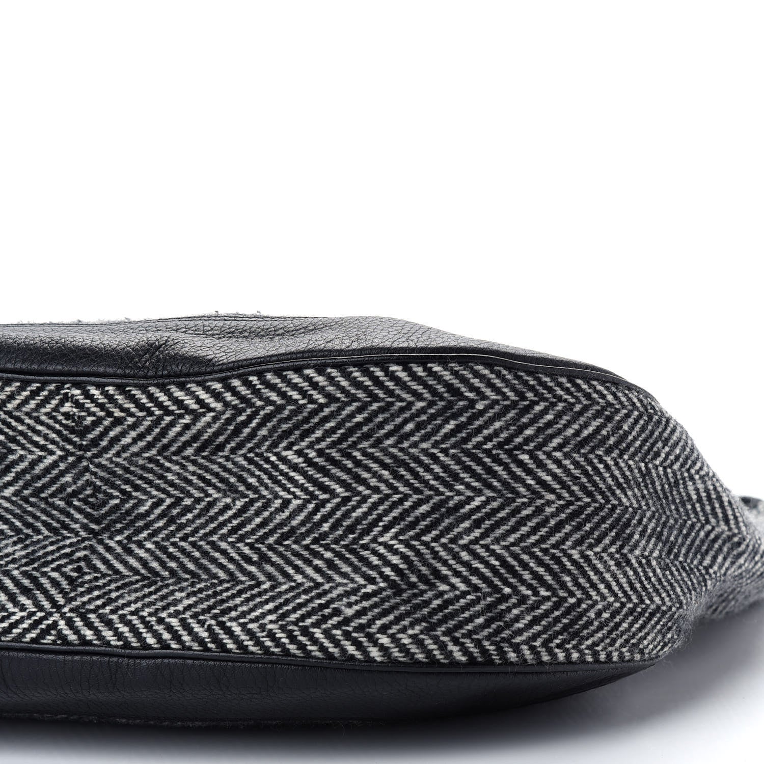 Burberry Wool Herringbone Hobo Black White 8 of 8