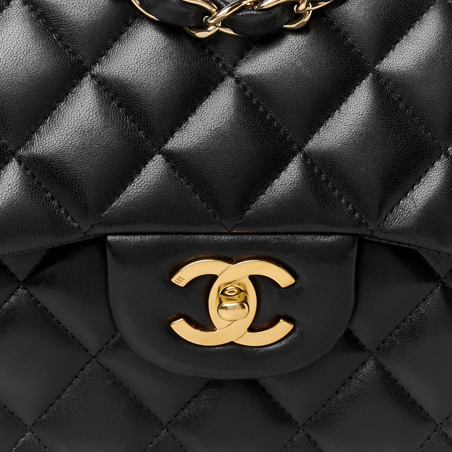 Lambskin Quilted Jumbo Single Flap Black