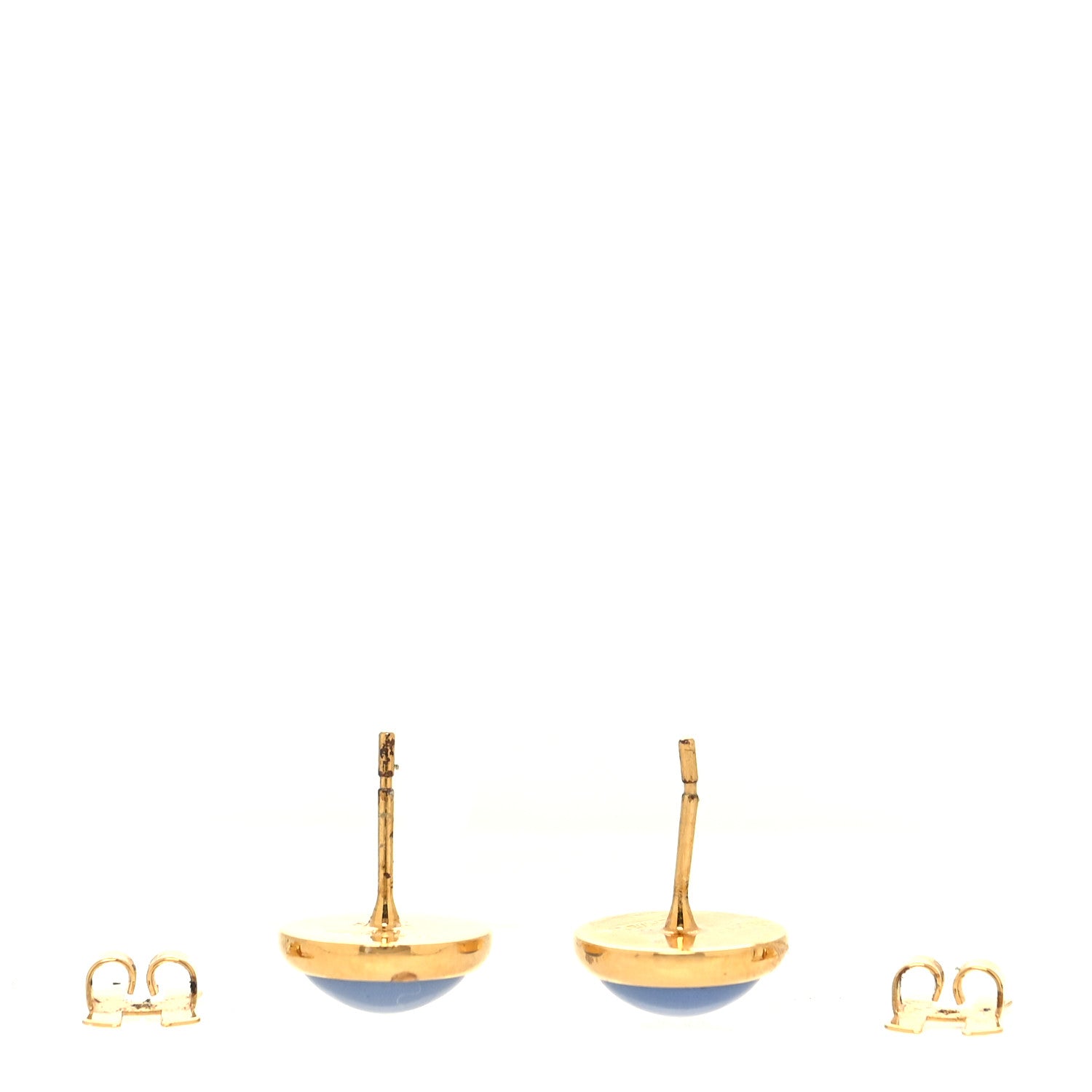 Hermes Gold Plated Metal Enamel Eclipse Earrings 3 of 4
