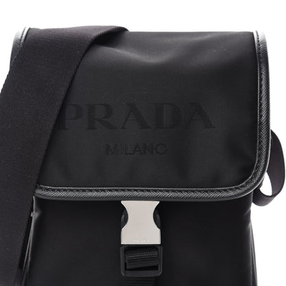 Prada Tessuto Nylon Saffiano Logo Messenger Bag Black 7 of 10