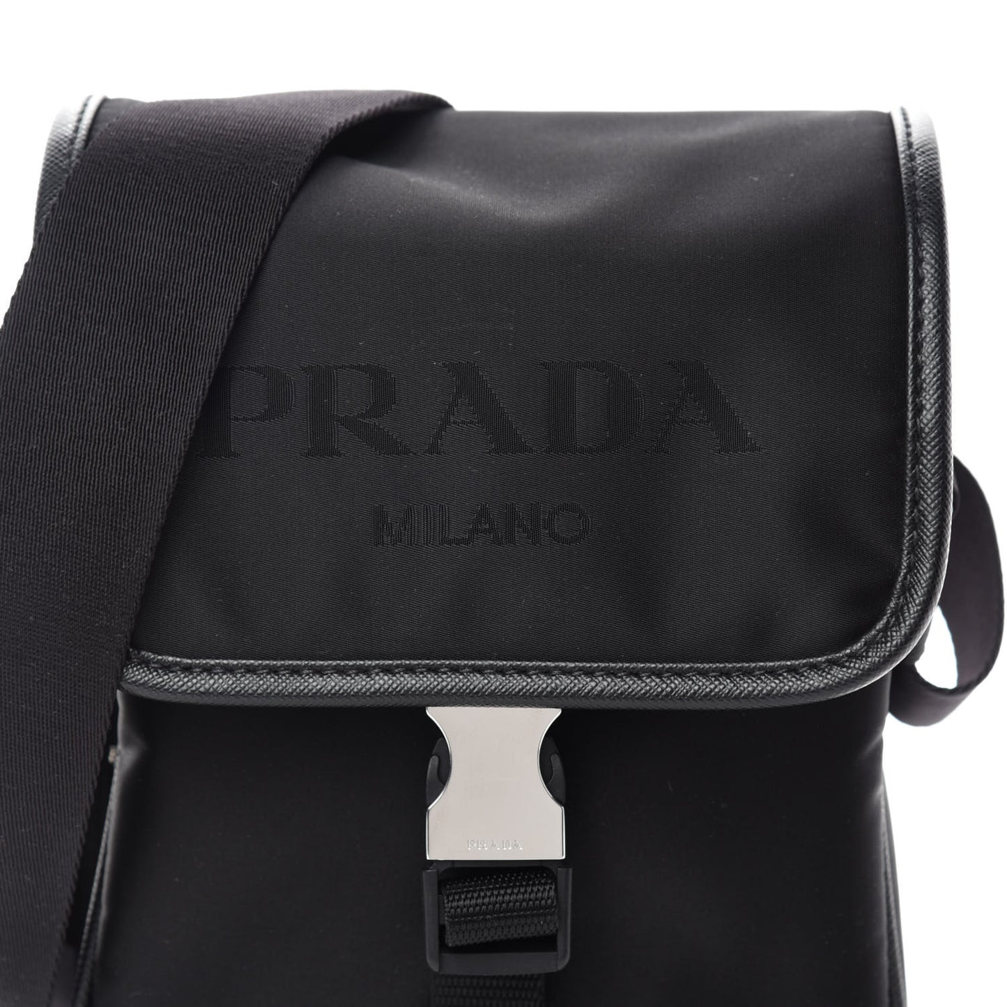 Tessuto Nylon Saffiano Logo Messenger Bag Black