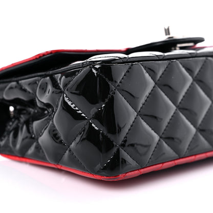Chanel Patent Calfskin Quilted Bi-Color Mini Rectangular Flap Red Black 8 of 13