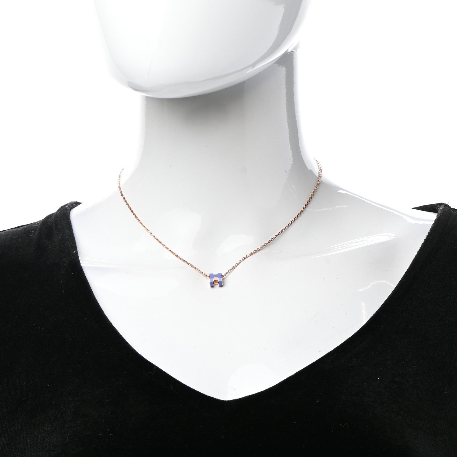 Hermes Rose Gold Mini Pop H Pendant Necklace Lilas 2 of 8