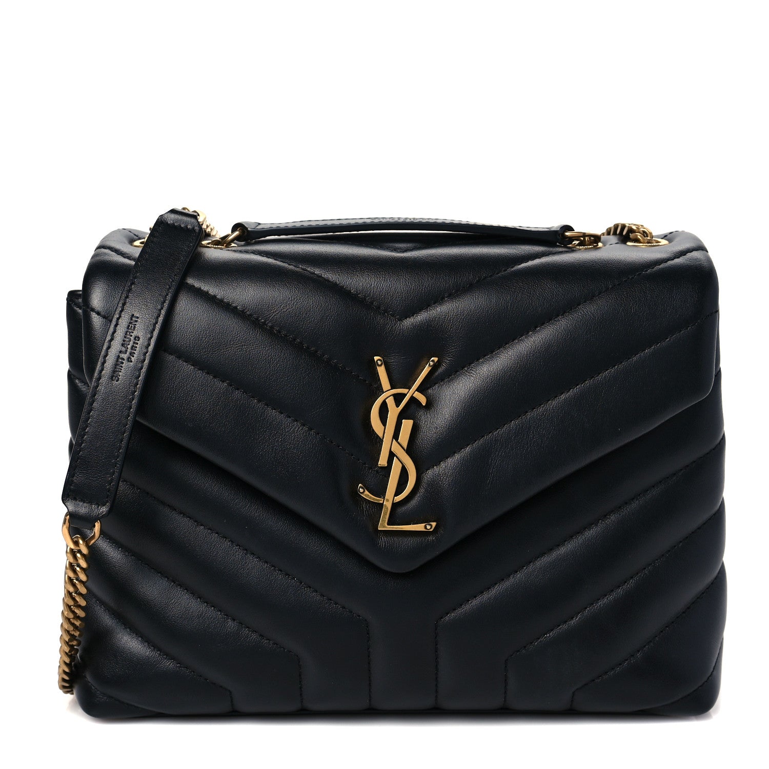 Saint Laurent Calfskin Y Quilted Monogram Small Loulou Chain Satchel Black 1 of 7