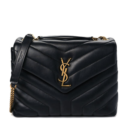 Saint Laurent Calfskin Y Quilted Monogram Small Loulou Chain Satchel Black 1 of 7
