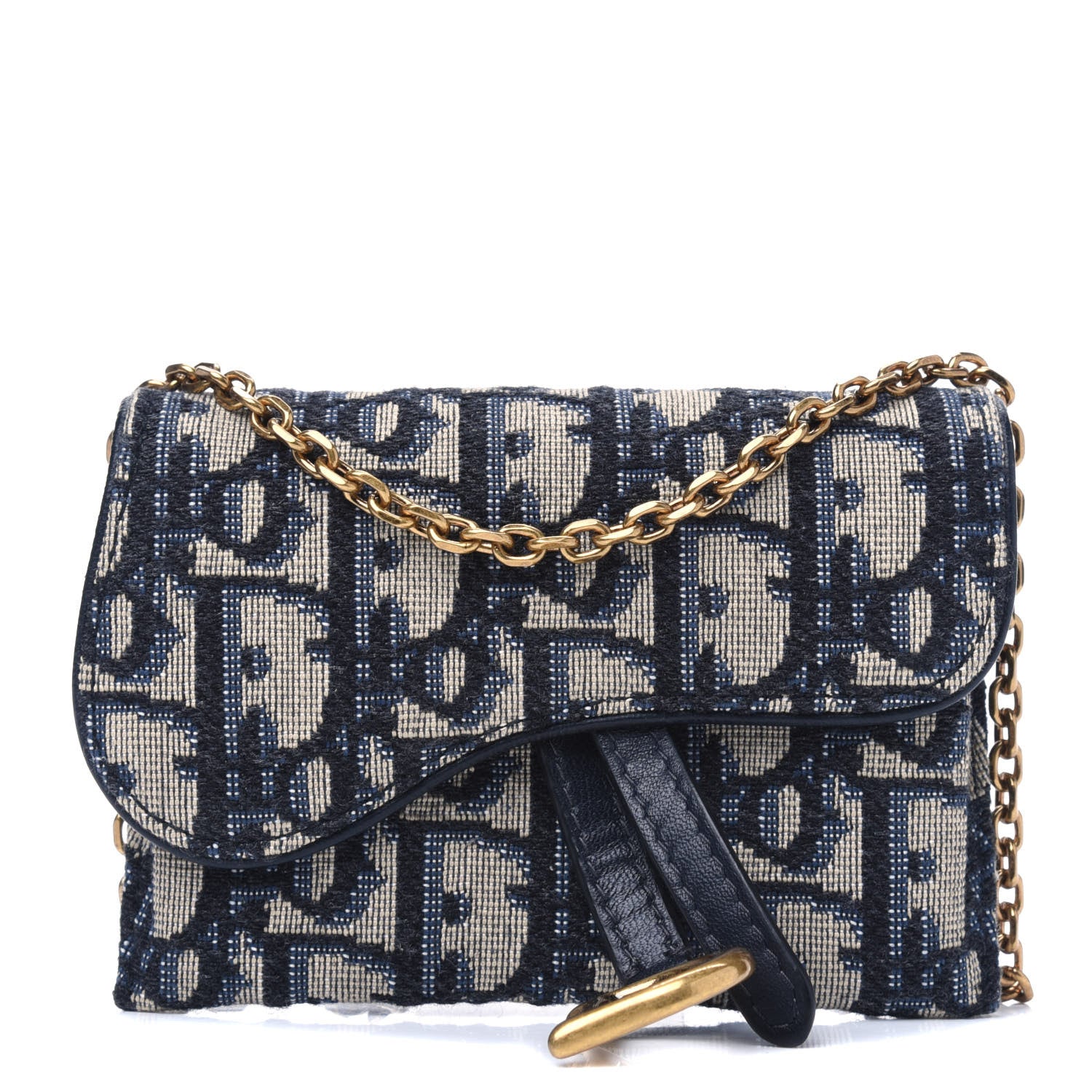 Christian Dior Oblique Nano Saddle Chain Pouch Blue 1 of 4