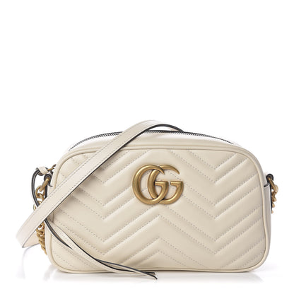 Gucci Calfskin Matelasse Small GG Marmont Chain Shoulder Bag White 1 of 11