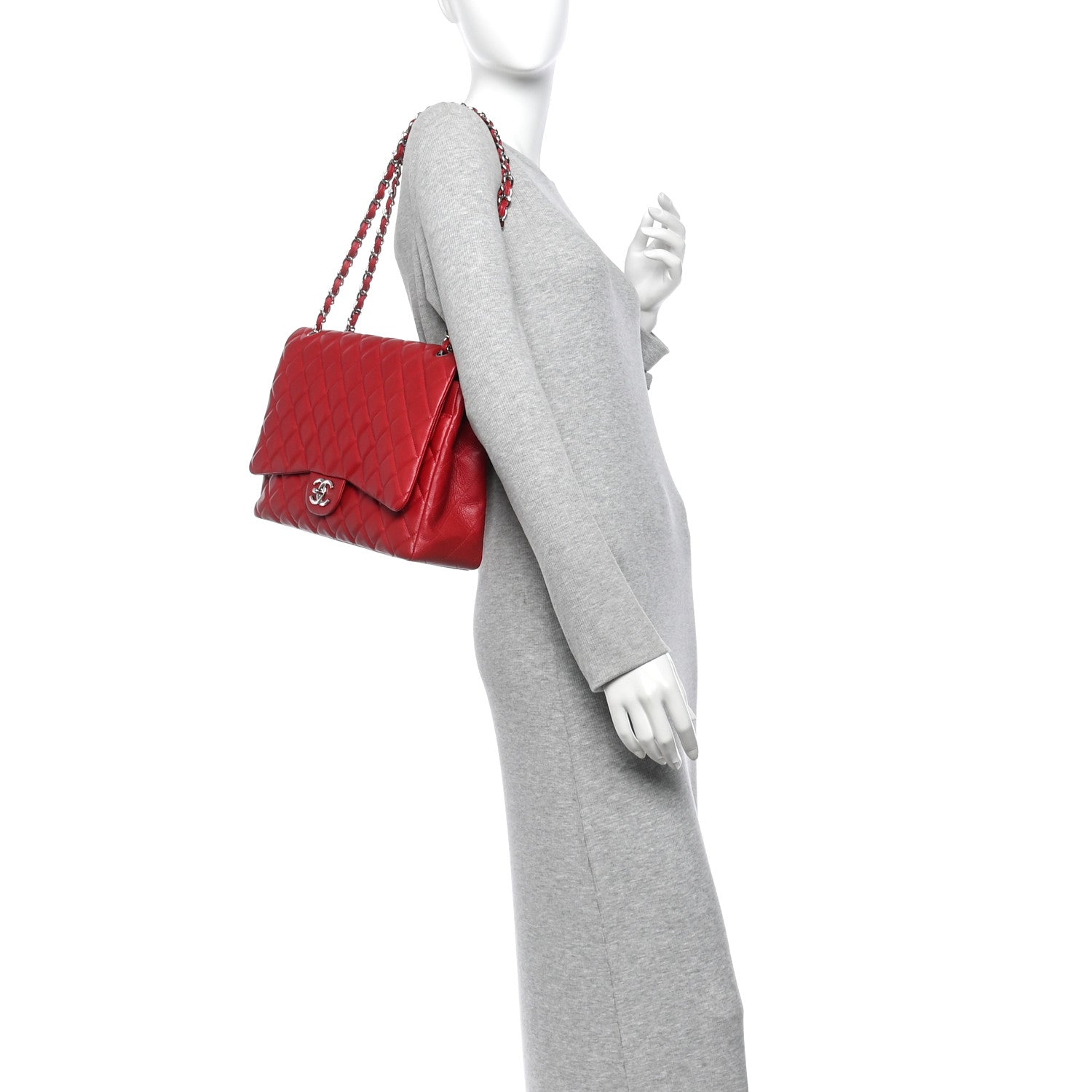 Chanel Caviar Quilted Maxi Double Flap Dark Red 2 of 13