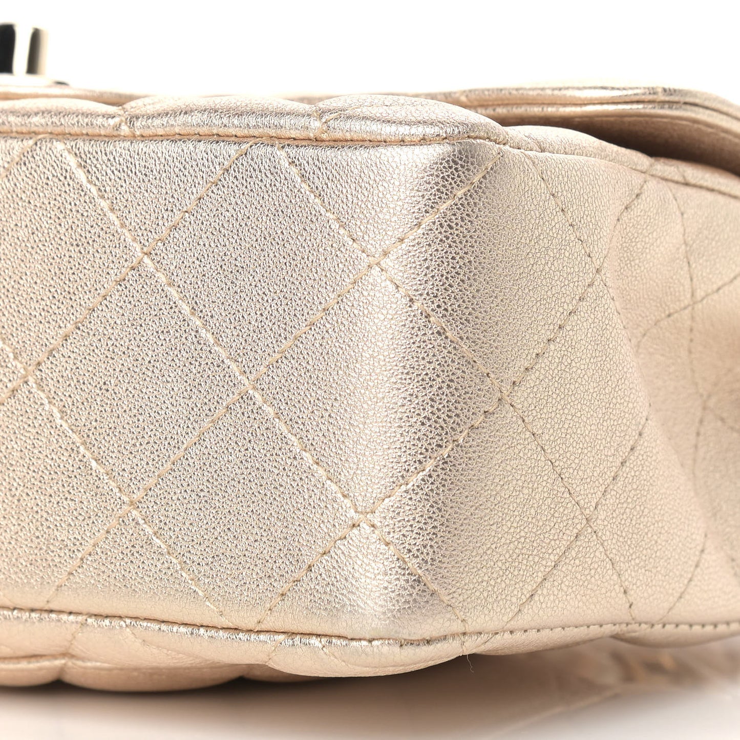 Metallic Lambskin Quilted Mini Rectangular Flap Gold