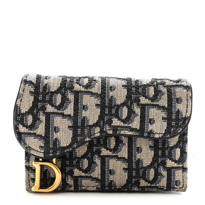 Christian Dior Oblique Saddle Card Holder Blue 1 of 7