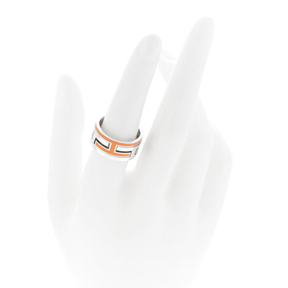 Hermes Sterling Silver Enamel Arcane Move H Ring 54 7 Orange 2 of 4