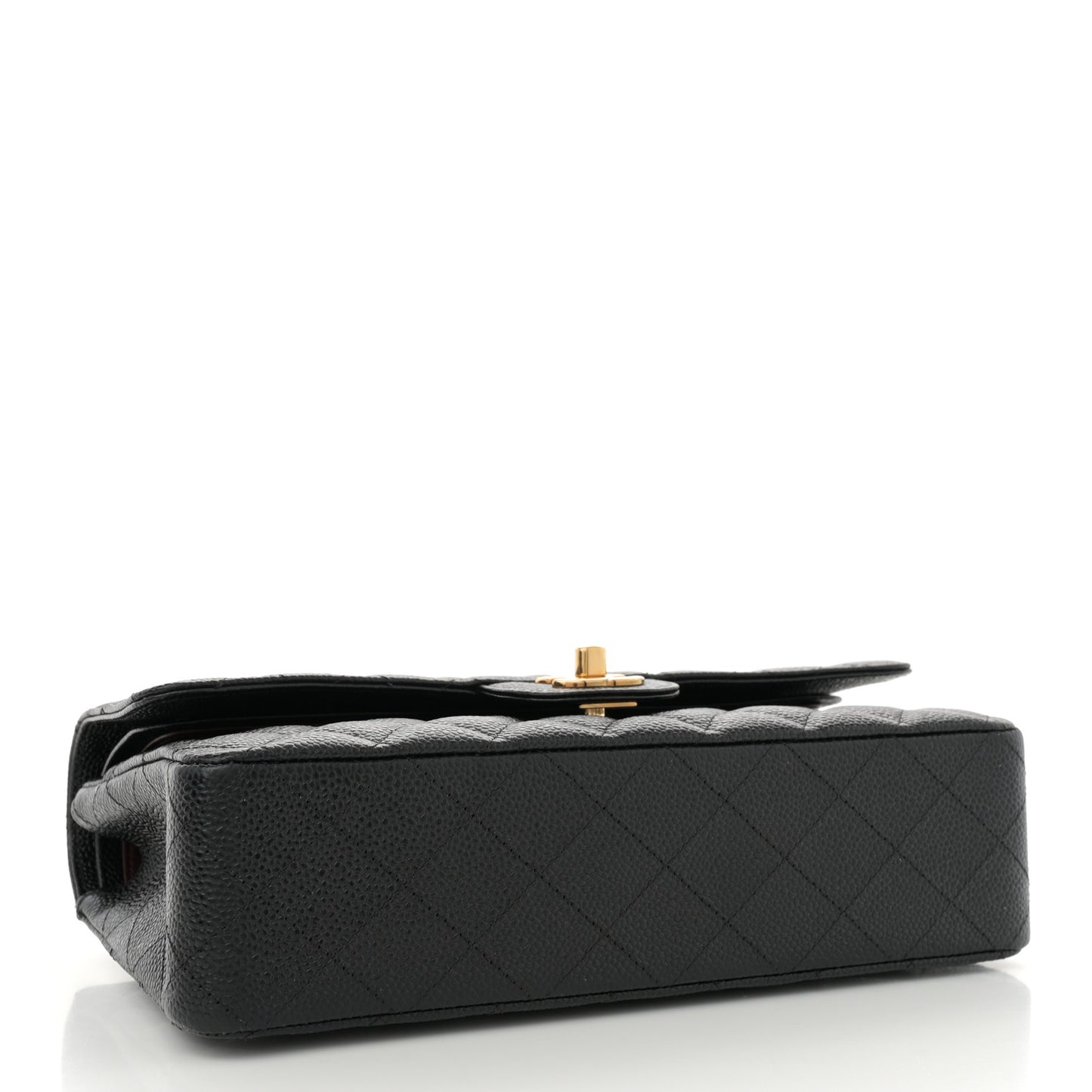 Caviar Quilted Medium Double Flap Black