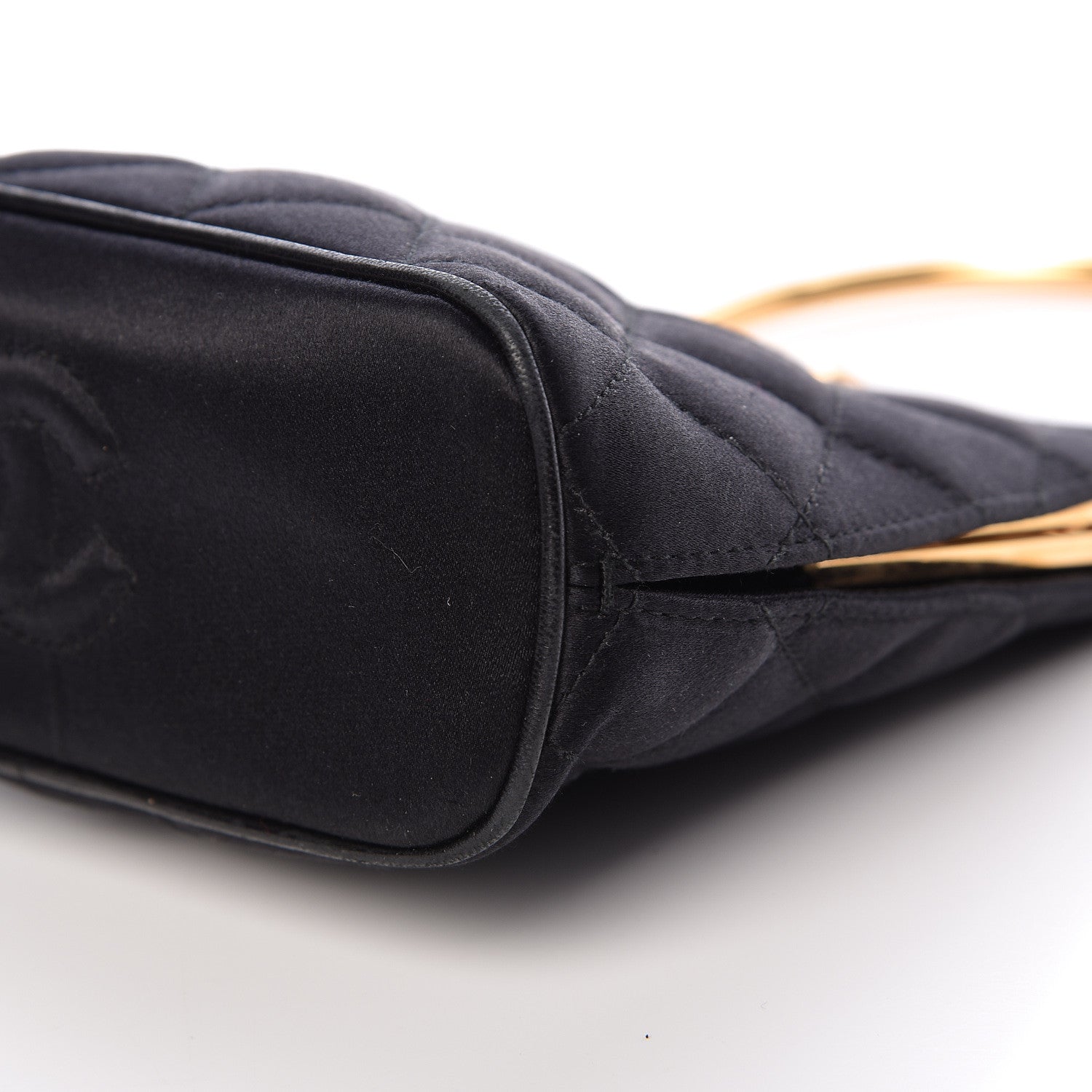 Chanel Satin Quilted Evening Bag Black 11 of 16