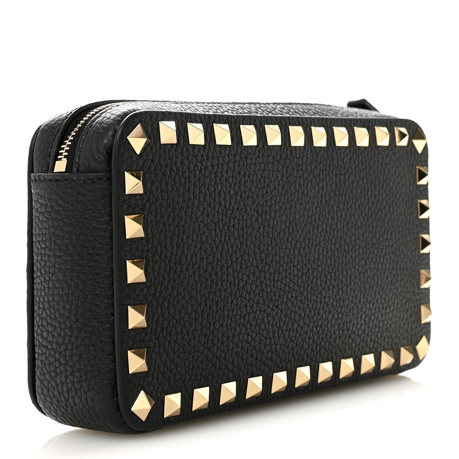 Valentino Garavani Pebbled Calfskin Rockstud Wristlet Zip Pouch