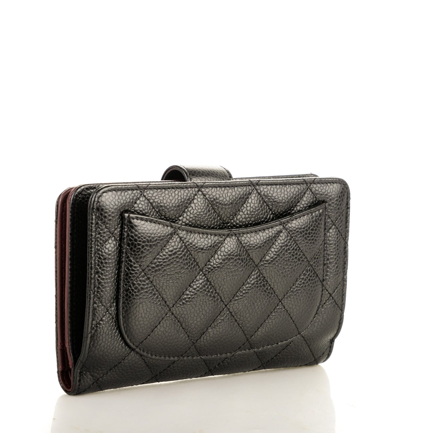 Caviar Quilted Zipped Pocket Wallet Black