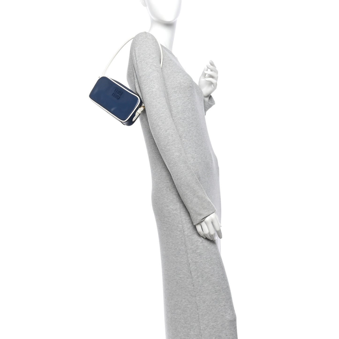 Calfskin Softy Mini Beau Contrast Top Handle Bag Bluette White